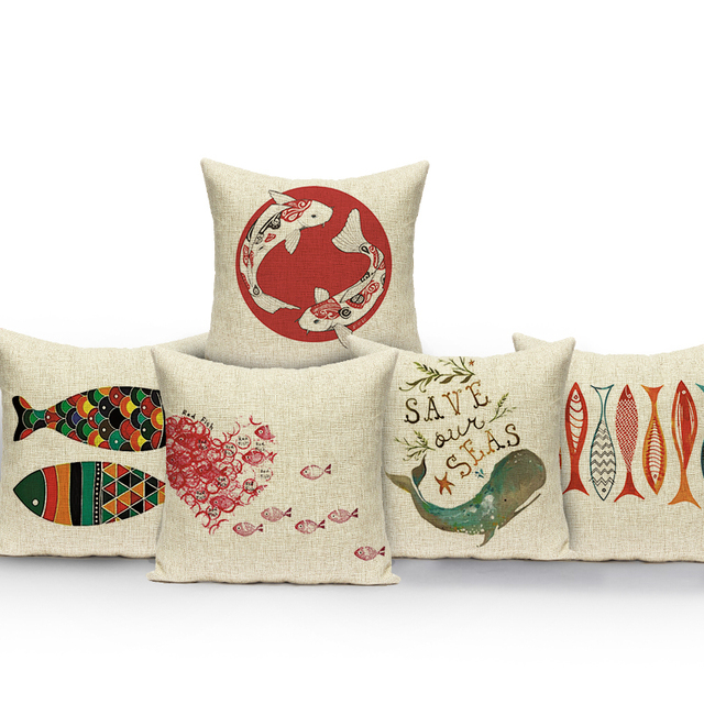 Poszewka na poduszkę z kolorowym wzorem morskich zwierząt ryb - doskonała dekoracja dla poduszek, krzeseł, kanap i samochodów - Wianko - 17