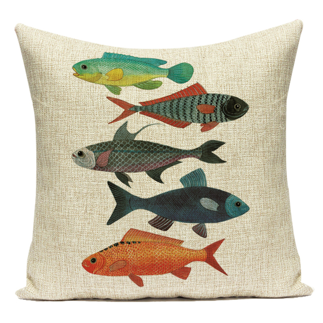 Poszewka na poduszkę z kolorowym wzorem morskich zwierząt ryb - doskonała dekoracja dla poduszek, krzeseł, kanap i samochodów - Wianko - 23