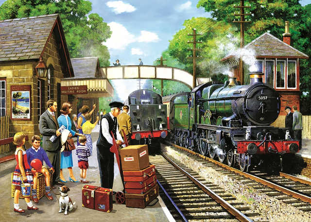 Puzzle Sim drewniane - 1000 sztuk, pociągi, wzór ze zdjęcia - zabawki edukacyjne dla dzieci i dorosłych - Wianko - 12