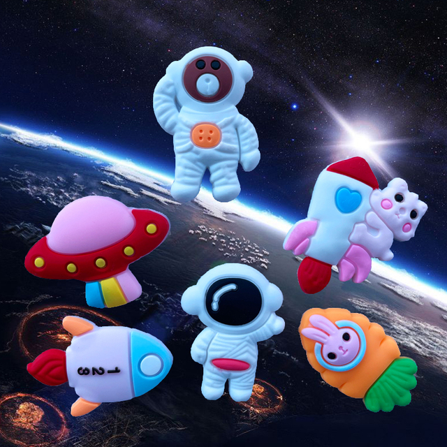 12 Figurki miękkie statek kosmiczny, rakieta, astronauta - seria cute cartoon kawaii - idealne do albumu scrapbookingu DIY i ozdabiania obudowy telefonu komórkowego - A72 - Wianko - 1