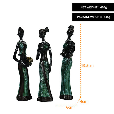 Afrykańskie posągi figurki z żywicy - dekoracja do wnętrza domu, rzeźby ozdobne dla salonu, sypialni i stołu - Wianko - 6