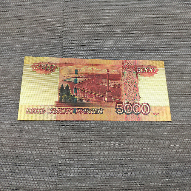 Złote banknoty 5000 rubli - 10 sztuk, rosyjskie, kolorowe, pozłacane, replika, kolekcja pamiątkowa - Wianko - 6