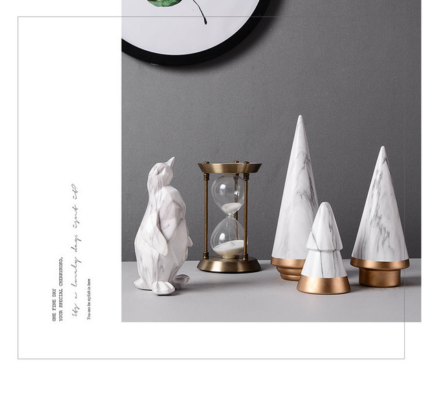 Nordic Life - Ceramiczne figurki geometryczne choinki w kolorze bieli marmuru, idealne do domu i salonu - Wianko - 10