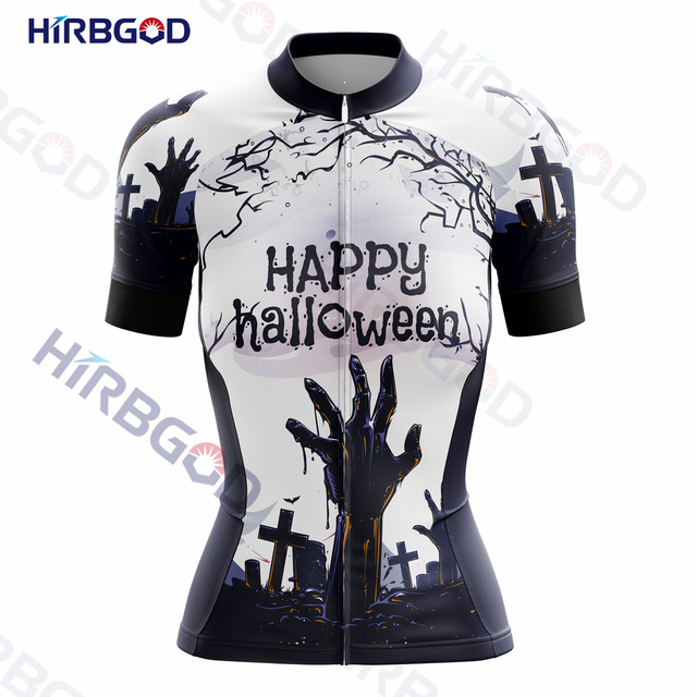 Bluza rowerowa damska z krótkim rękawem HIRBGOD 2022 Halloween - Wianko - 27