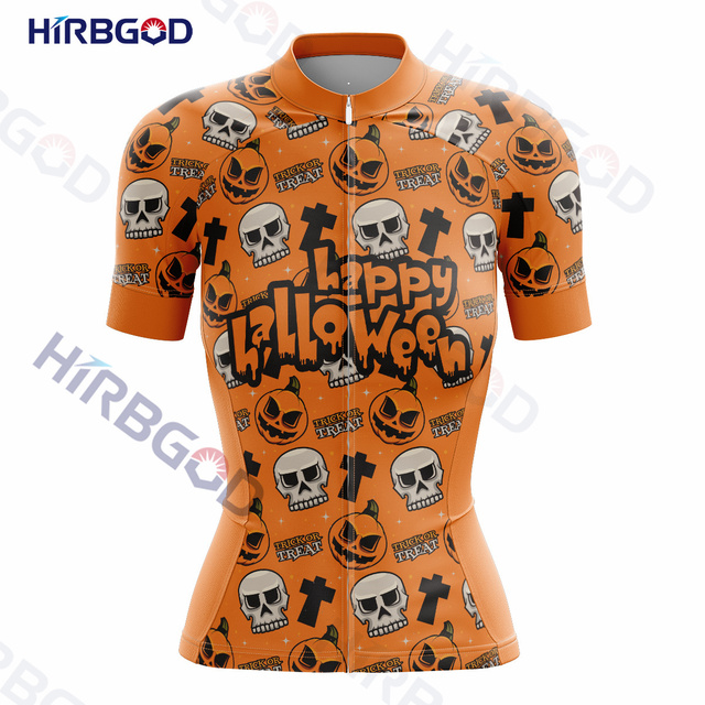 Bluza rowerowa damska z krótkim rękawem HIRBGOD 2022 Halloween - Wianko - 11