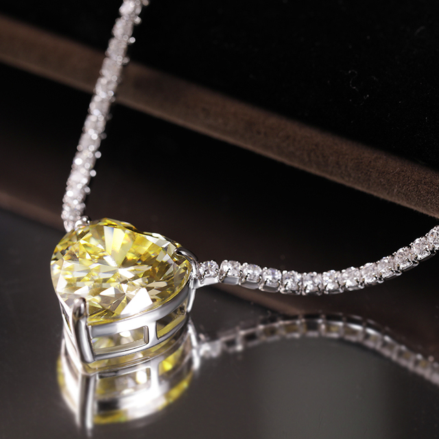 FFGem Naszyjnik Choker z serduszkami, srebro 925, kamień szmaragdowy, diament białe złoto, dla kobiet, piękna biżuteria na przyjęcia - Wianko - 4
