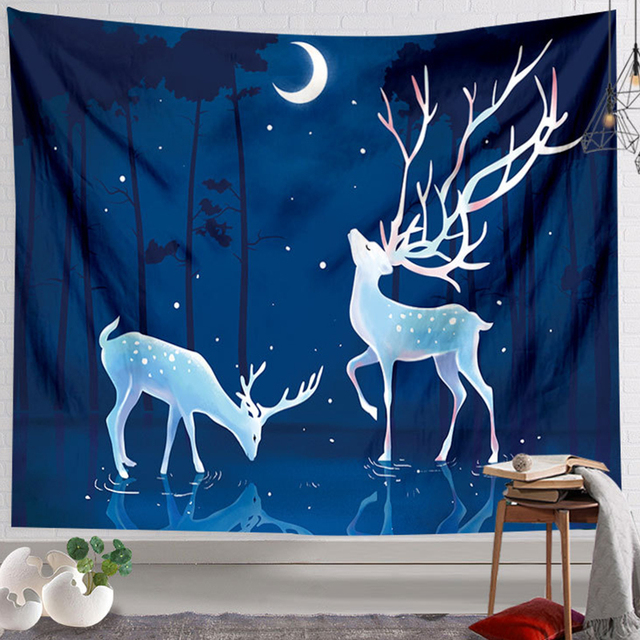 Gobelin dekoracyjny ścienne ełk Deer Tapestry kuratorium College pokoju ozdoba ściany - Wianko - 9