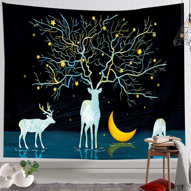 Gobelin dekoracyjny ścienne ełk Deer Tapestry kuratorium College pokoju ozdoba ściany - Wianko - 4