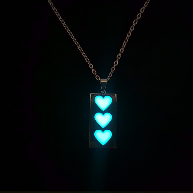 Naszyjnik z wisiorkiem Rinhoo - lśniący, świecący w ciemności, w kształcie krzyża serca na stalowej nierdzewnej biżuterii - unisex - Wianko - 2