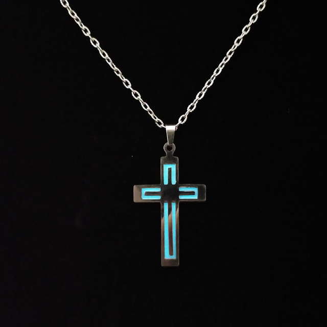 Naszyjnik z wisiorkiem Rinhoo - lśniący, świecący w ciemności, w kształcie krzyża serca na stalowej nierdzewnej biżuterii - unisex - Wianko - 15