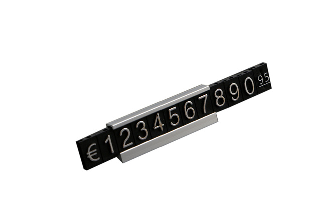 Regulowany uchwyt do przywieszek na odzież - rama aluminiowa z kostkami numerycznymi - stojak wystawowy z metalu na telefon komórkowy - Wianko - 38