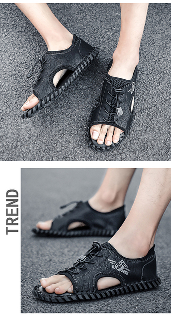 Letnie męskie sandały 2021 w stylu casual, oddychające, plażowe, mesh - Wianko - 14