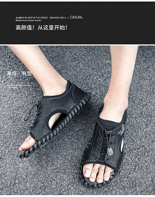 Letnie męskie sandały 2021 w stylu casual, oddychające, plażowe, mesh - Wianko - 2