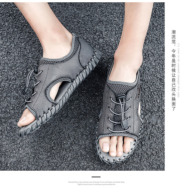 Letnie męskie sandały 2021 w stylu casual, oddychające, plażowe, mesh - Wianko - 23