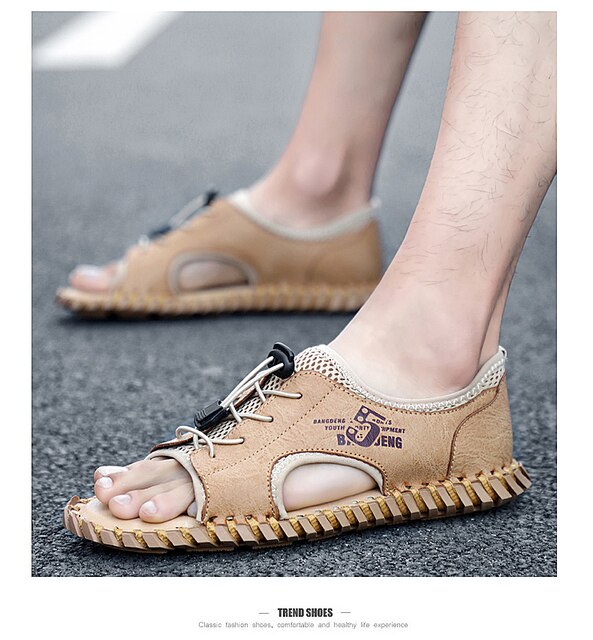 Letnie męskie sandały 2021 w stylu casual, oddychające, plażowe, mesh - Wianko - 16