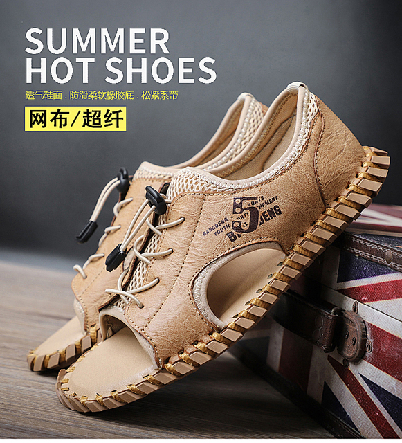Letnie męskie sandały 2021 w stylu casual, oddychające, plażowe, mesh - Wianko - 1