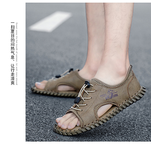 Letnie męskie sandały 2021 w stylu casual, oddychające, plażowe, mesh - Wianko - 21