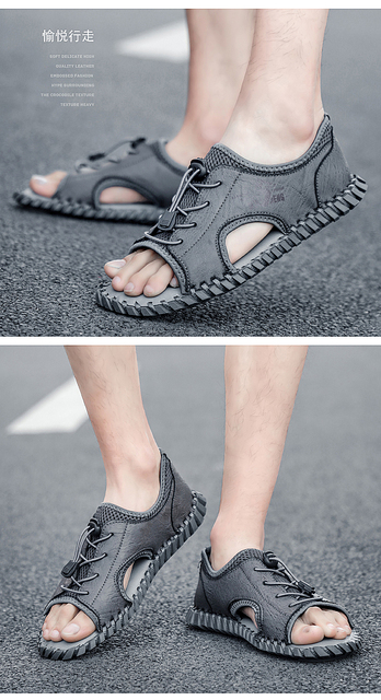 Letnie męskie sandały 2021 w stylu casual, oddychające, plażowe, mesh - Wianko - 24