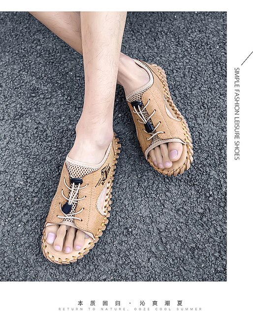 Letnie męskie sandały 2021 w stylu casual, oddychające, plażowe, mesh - Wianko - 18