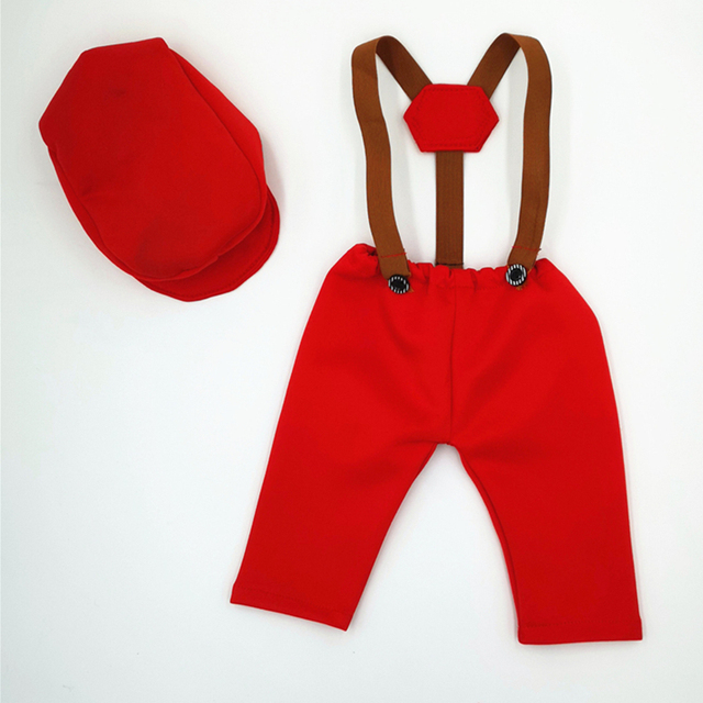 Fotografia noworodka: ubrania i rekwizyty fotograficzne - czapka i kombinezon dla chłopców w stylu mały dżentelmen w kratkę - Wianko - 15