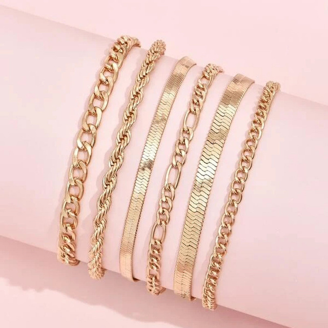 Boho złote łańcuchy wężowe – geometryczna bransoletka, lato, wielopoziomowa plażowa biżuteria - Wianko - 9