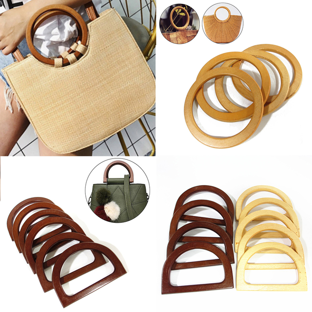 Ręcznie wykonane drewniane okrągłe uchwyty torby - idealne do DIY torebek materiałowych - Wianko - 1