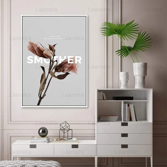 Minimalistyczny plakat skandynawski z suchymi kwiatami i liśćmi - obraz ścienny na płótnie do dekoracji wnętrz salonu - Wianko - 5