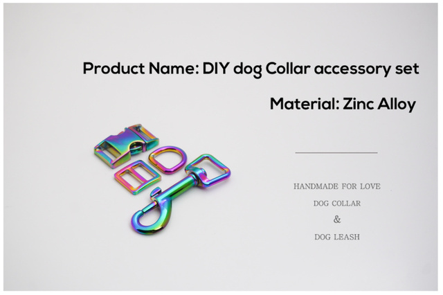 Metalowa klamra + tri-glid + D pierścień + metalowe zapięcie psa - zestaw DIY dla smyczy i uprzęży psa 15 mm - Wianko - 2