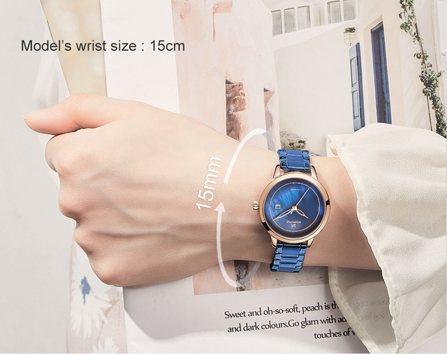 Elegancki zegarek damski 2021NAVIFORCE z niebieskim stalowym paskiem - klasyczny styl luksusowych marek - Wianko - 5