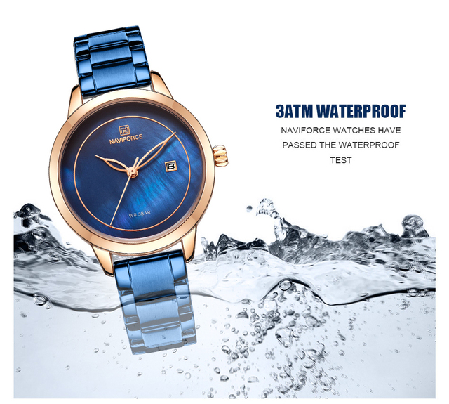 Elegancki zegarek damski 2021NAVIFORCE z niebieskim stalowym paskiem - klasyczny styl luksusowych marek - Wianko - 7