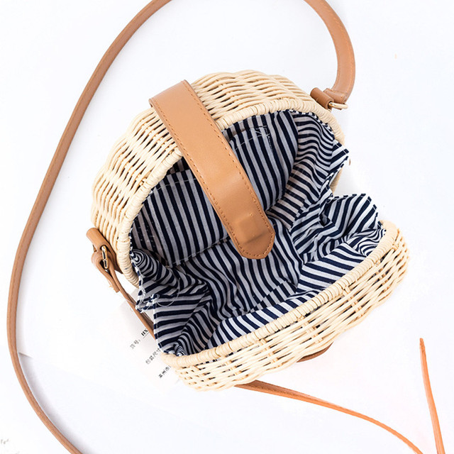 Ręcznie robiona słomkowa torba plażowa z motywem vintage na ramię - Wianko - 5