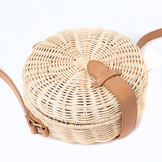 Ręcznie robiona słomkowa torba plażowa z motywem vintage na ramię - Wianko - 2