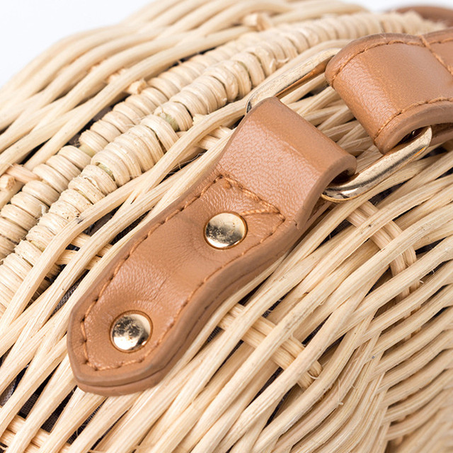Ręcznie robiona słomkowa torba plażowa z motywem vintage na ramię - Wianko - 3