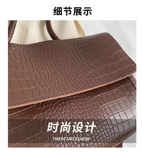 Duża luksusowa damska torba na ramię z krokodylowym wzorem i dużą pojemnością - Wianko - 3