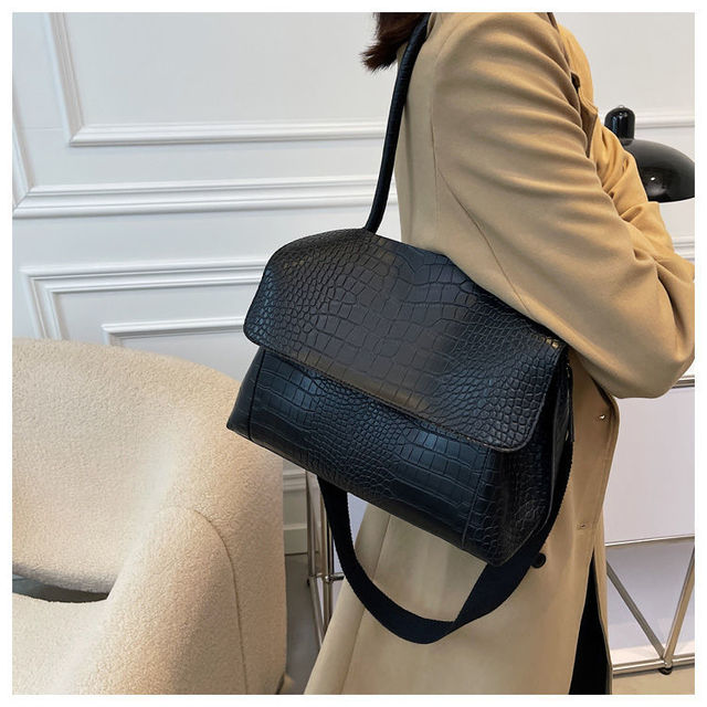 Duża luksusowa damska torba na ramię z krokodylowym wzorem i dużą pojemnością - Wianko - 14