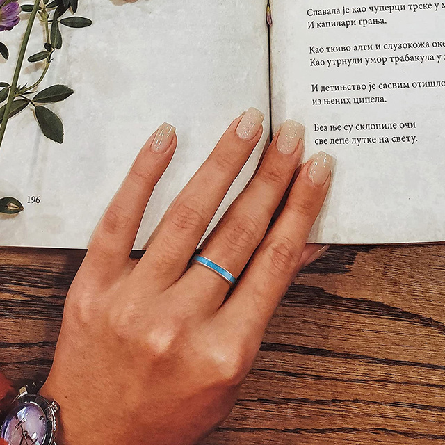 Pierścień zaręczynowy EAMTI 3MM z niebiesko-turkusowego tytanu dla kobiet rozmiar 3-12 - Wianko - 6