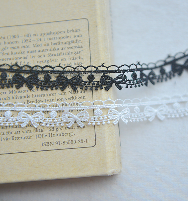 Koronka: Biała i czarna rozpuszczalna koronka z wykwintnym haftem, szerokość 1.5cm, do zasłon, sukienek i DIY - Wianko - 9