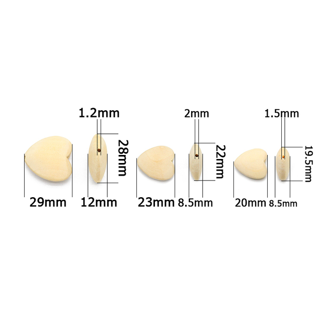 Drewniane serce - 20/22/30mm, ekologiczne, naturalne, koraliki dystansowe do biżuterii DIY, gryzaki dla dzieci - Wianko - 2