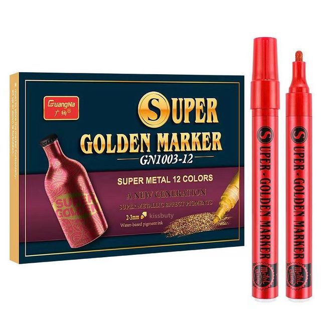Super złoty marker Model 12 kolorów - długopis metaliczny do kolorowania, podpisywania kartek i tkanin, szklane i drewniane powierzchnie - Wianko - 17
