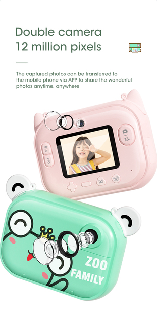 Aparat fotograficzny dla dzieci z natychmiastowymi odbitkami, Mini kamera wideo 1080P, zabawka do zdjęć i filmów HD dla chłopców i dziewcząt z papierem termicznym - Wianko - 3