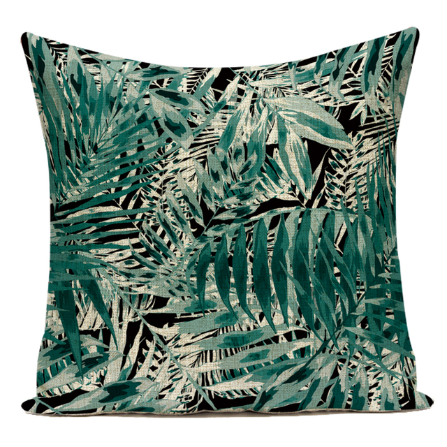 Poduszka dekoracyjna z printem liści palmowych i wzorami zwierząt: tygrys, leopard, zebra (kategoria: poszewki na poduszki) - Wianko - 4