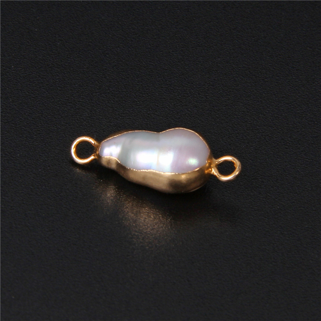 Wisiorek białych naturalnych pereł, złote obramowanie, moneta płaska, podwójny otwór - akcesoria do DIY biżuterii - Wianko - 24