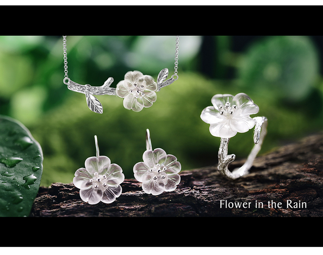 Naszyjnik Lotus kwiat w deszczu, projektowany i wykonany ręcznie, wykonany z prawdziwego srebra 925 Sterling Silver dla kobiet - Wianko - 17