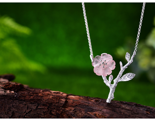 Naszyjnik Lotus kwiat w deszczu, projektowany i wykonany ręcznie, wykonany z prawdziwego srebra 925 Sterling Silver dla kobiet - Wianko - 12