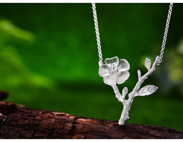 Naszyjnik Lotus kwiat w deszczu, projektowany i wykonany ręcznie, wykonany z prawdziwego srebra 925 Sterling Silver dla kobiet - Wianko - 5