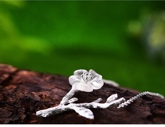 Naszyjnik Lotus kwiat w deszczu, projektowany i wykonany ręcznie, wykonany z prawdziwego srebra 925 Sterling Silver dla kobiet - Wianko - 6
