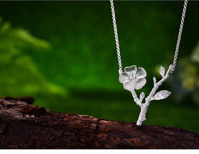 Naszyjnik Lotus kwiat w deszczu, projektowany i wykonany ręcznie, wykonany z prawdziwego srebra 925 Sterling Silver dla kobiet - Wianko - 10