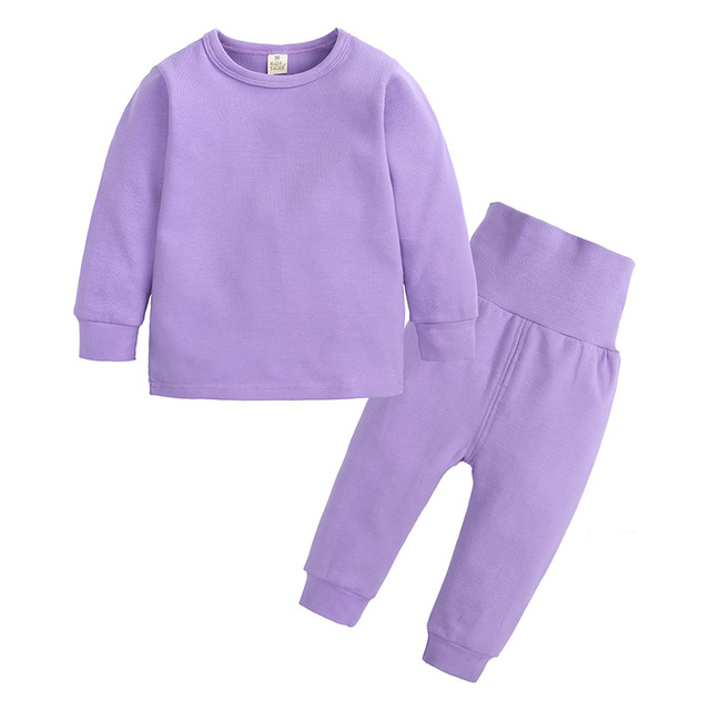 Bielizna termiczna dla dziewczynki 0-6 lat, zestaw piżam i dresów nocnych+garnitur, moda dziewczęca solidna - Wianko - 3