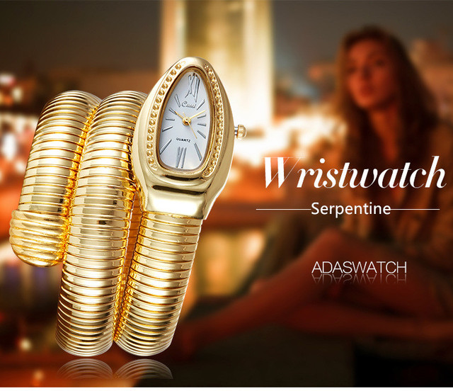 Luksusowy zegarek damski z wężowym wzorem, nakręcany, modna bransoletka, mechanizm kwarcowy - Reloj Mujer Relogio Feminino - Wianko - 1