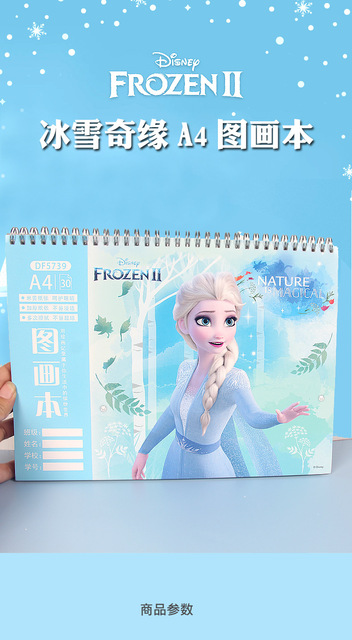 30 Disney malowane książki Frozen A4 - Puste szkicowniki do pisania i rysowania z kolorowymi obrazkami - Wianko - 1